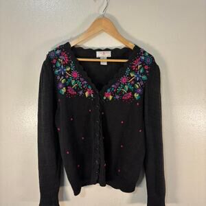 Vintage American Weekend Embroidered Cardigan Sweater